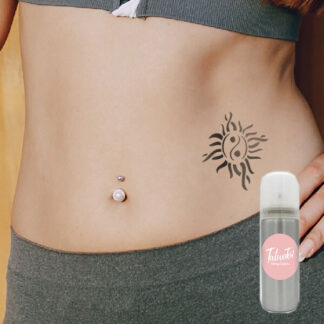 Pochoir Soleil yin yang avec spray d’encre noir
