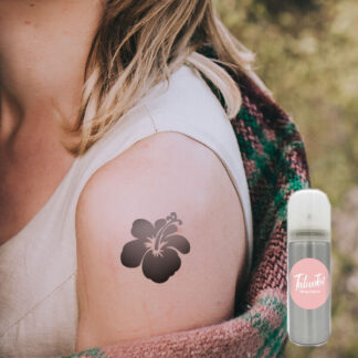 Pochoir Fleur hawaienne avec spray d’encre noir